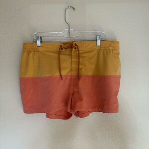Faherty Color Block Swim Trunks Men’s XL 2” Inseam Drawstring Beach Shorts
